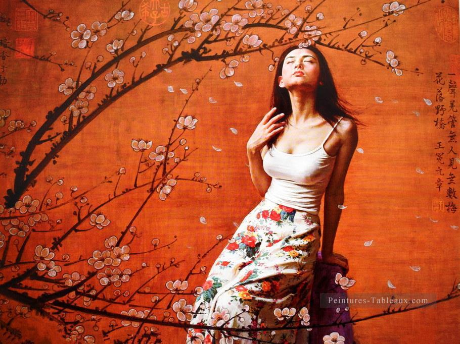 Plum Blossom chinois filles Peintures à l'huile